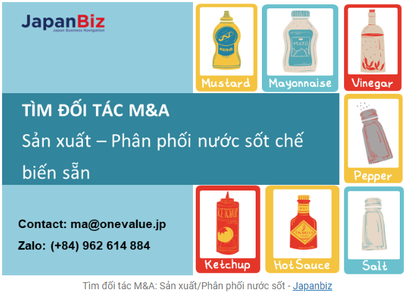 Doanh nghiệp Nhật Bản tìm đối tác đầu tư để sản xuất⁄phân phối nước sốt chế biến sẵn